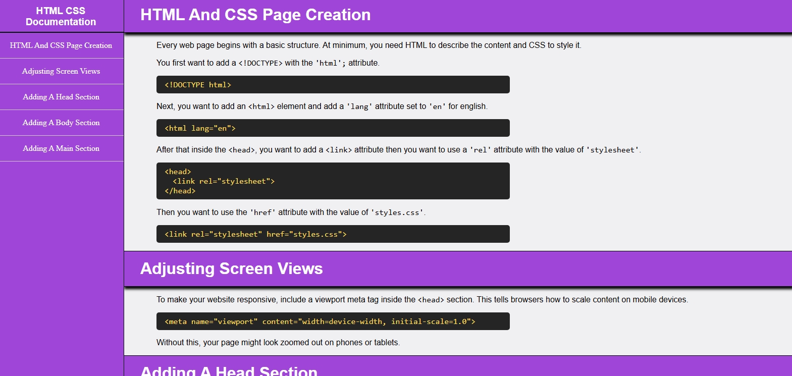 Technical Documentation Page
